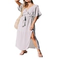 thumbnail image 1 of Femmes Bohème Robe Formelle Manches Courtes Robe de Soirée avec Ceinture, 1 of 9