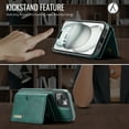 thumbnail image 5 of Allytechgroup Wallet Case for iPhone 15, PU Leather Wallet Case with Detachable Cards Holder Kickstand Support Wireless Charging Shockproof Protective Bumper for Women Men, Green, 5 of 11