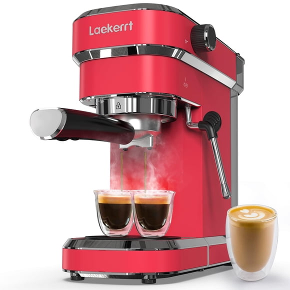 Máquina de espresso Laekerrt de 20 bares con espumador de leche, roja