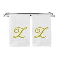 thumbnail image 2 of Monogrammed Hand Towel, Personalized Gift, 16 x 30 Inches - Set of 2 - Gold Embroidered Towel - Extra Absorbent 100% Turkish Cotton- Soft Terry Finish - for Bathroom, Kitchen and Spa- Script Z White, 2 of 3