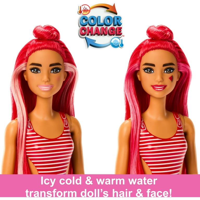 Barbie Pop Reveal Fruit Series Watermelon Crush Doll, 8 Surprises Include  Pet, Slime, Scent & Color Change 