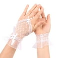 thumbnail image 2 of TEAJOPSUU Women Fingerless Lace Gloves Short Sheer Floral Gloves Opera Tea Gloves Sun Protection Gloves Halloween Accessories C-White, 2 of 3