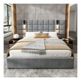 thumbnail image 2 of GDF Studio Luxurious Velvet Queen Bed with USB Port & Reading Lamp, Grey, 2 of 5