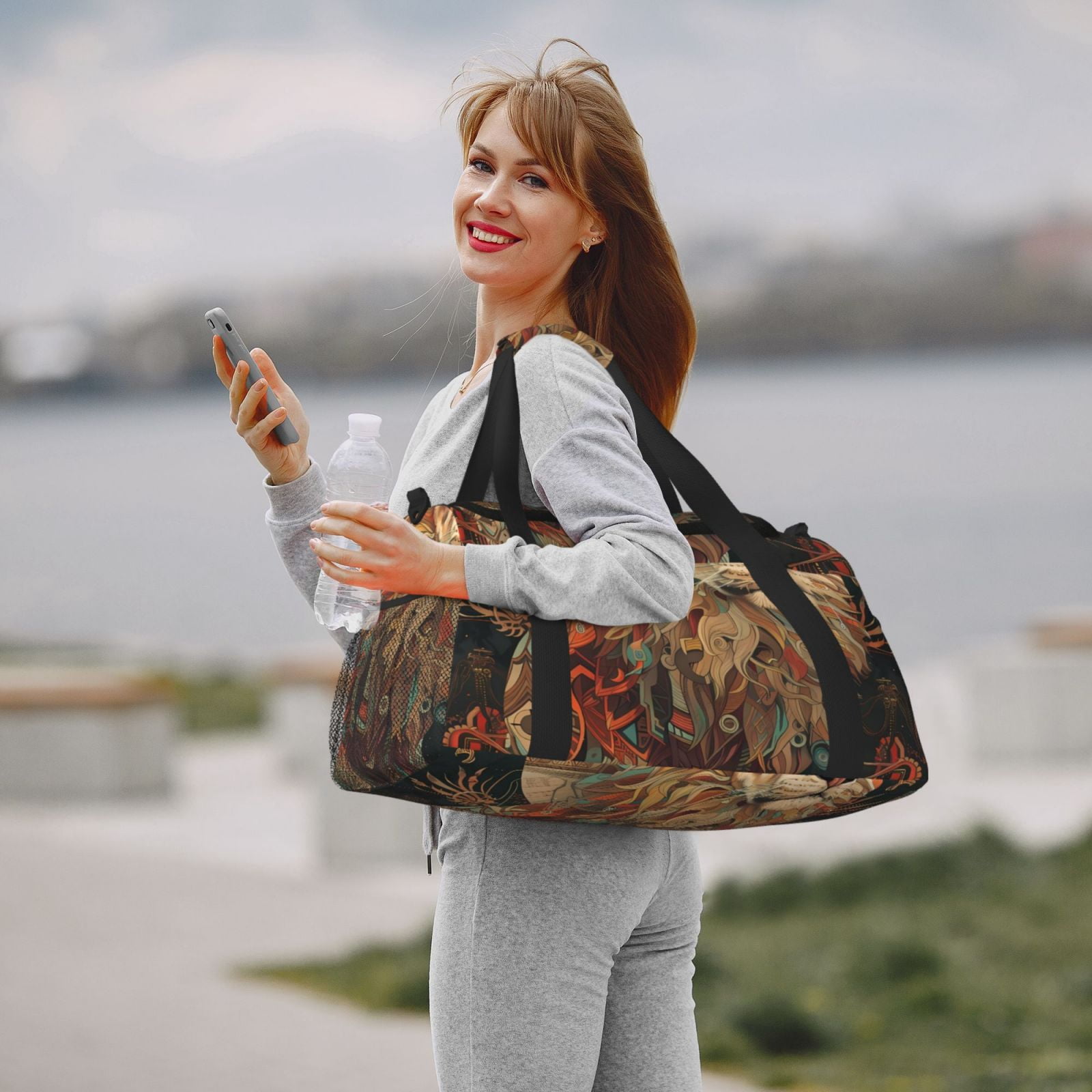 Fuzoiu Majestic Cosmic Lion Print Travel Duffle Bag,Carry On Tote Bags,Duffel Bag,Sport Gym Bag, Hospital Bag for Labor and Delivery, Overnight Bag,Luggage Bag