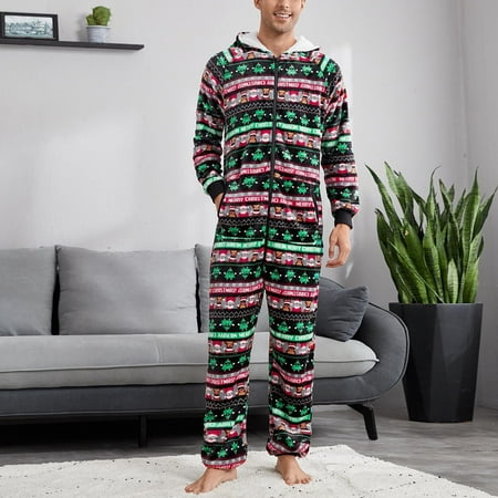 

Foraging dimple Men s Casual Long-sleeved Christmas Family Pajamas Coverall
