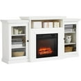 thumbnail image 6 of Homhougo White Farmhouse Fireplace TV Stand with 3-D Real Flame Electric Fireplace for 65/75 inch TV, 31" Tall Highboy Entertainment Center, TV Console with 2 Glass Doors & Open Shelf for Living Room, 6 of 7