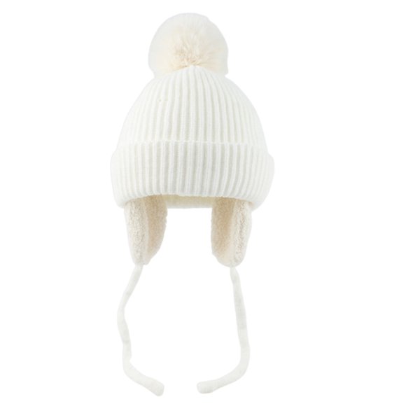 MEZZALL Kids Toddler Baby UniPrint Plush Fall Winter Heart Neck Gaiter Knit Hat Cozy Dailywear, White, 1-6 Years
