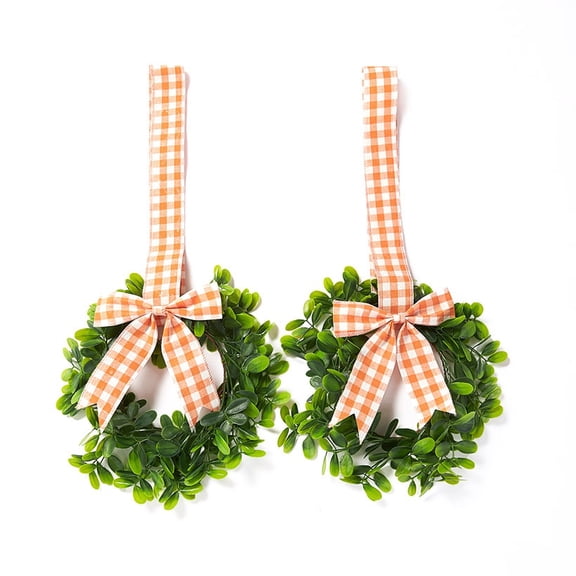 Cabinet Hanging Decorative Wreaths - Set of 2 - Orange and White