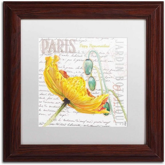 Trademark Fine Art "Paris Botanique Yellow Poppy" Canvas Art by Jennifer Redstreake White Matte, Wood Frame
