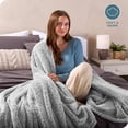 thumbnail image 4 of Bare Home Faux Shearling Blanket - Fluffy & Soft - Lightweight - Twin/Twin XL, Gray - Tipped, 4 of 7