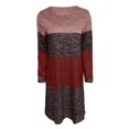 thumbnail image 5 of Women's Casual Dress Long Sleeve Round Neck Color Block Loose Fit Comfortable Midi Dress for Spring Fall Everyday,Red,3XL, 5 of 5