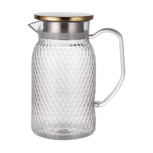 Jarra de agua para jugo, jarra de agua con boquilla para hotel, jarra de agua para PC, anticaída, para té helado tapa de acero dorada