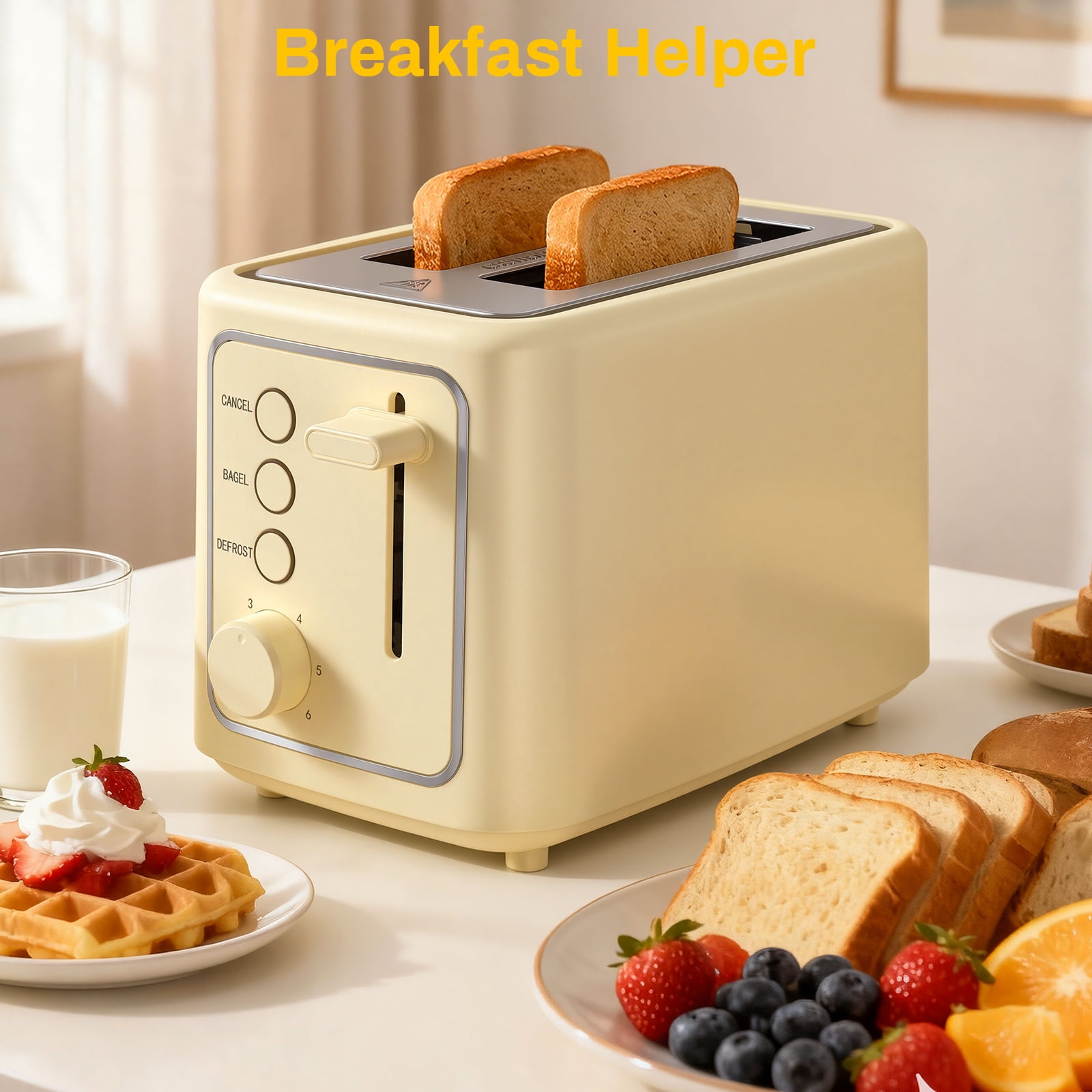 VAVSEA 2 Slice Toaster, 1000W Bread Toaster Machine with Extra Wide Slot, 6 Shade Settings and LED for Bagels, Waffles, Bread, Removable Crumb Tray, Breakfast Helper, Gifts for Christmas