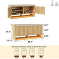 thumbnail image 2 of 39.4" Fluted Shoe Storage Bench, Entryway Bench with Linen Seat Cushion, Shoe Cabinet Bench with Adjustable Shelf and Built-in LED Sensor Light, Bench for Bedroom End of Bed, Natural Oak, 2 of 9