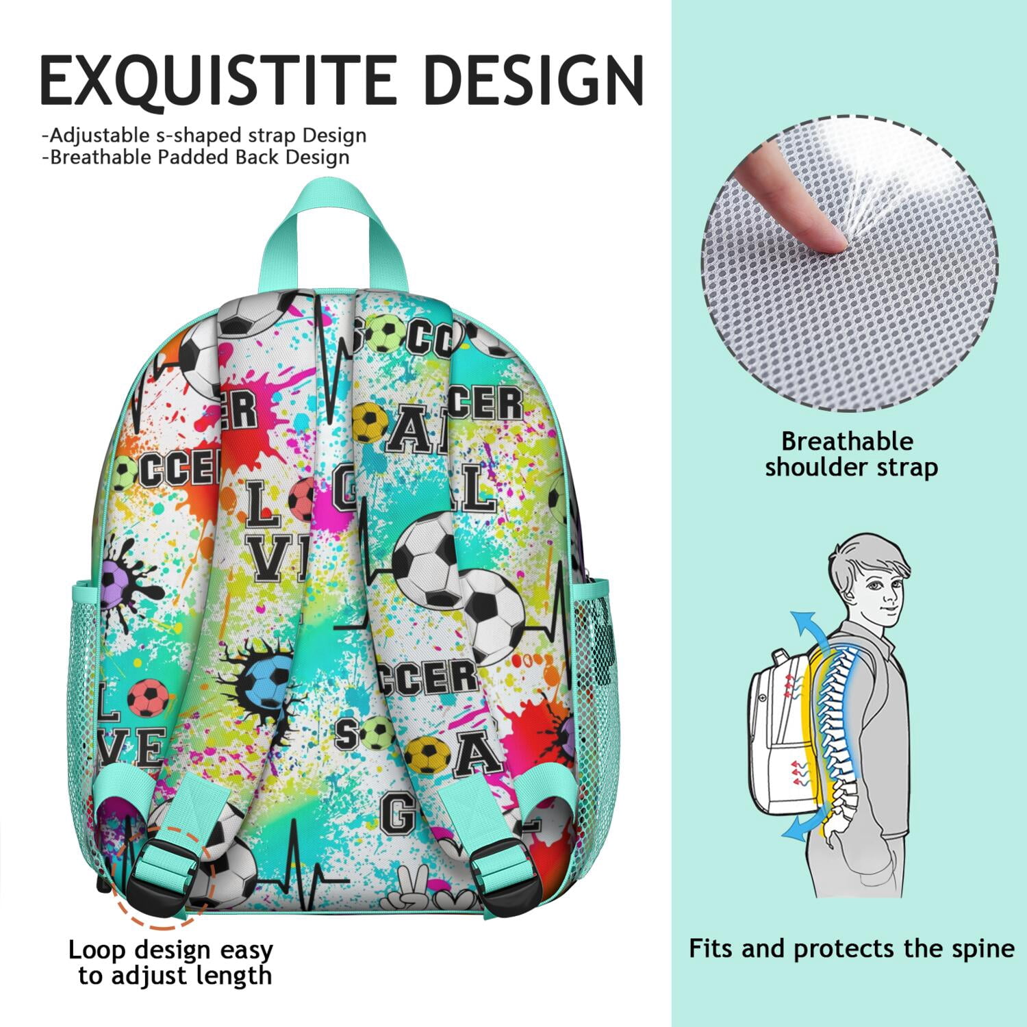 Ergonomic Backpack for Boys - Waterproof, Adjustable with Sports Design for Baseball, Soccer, and Tennis