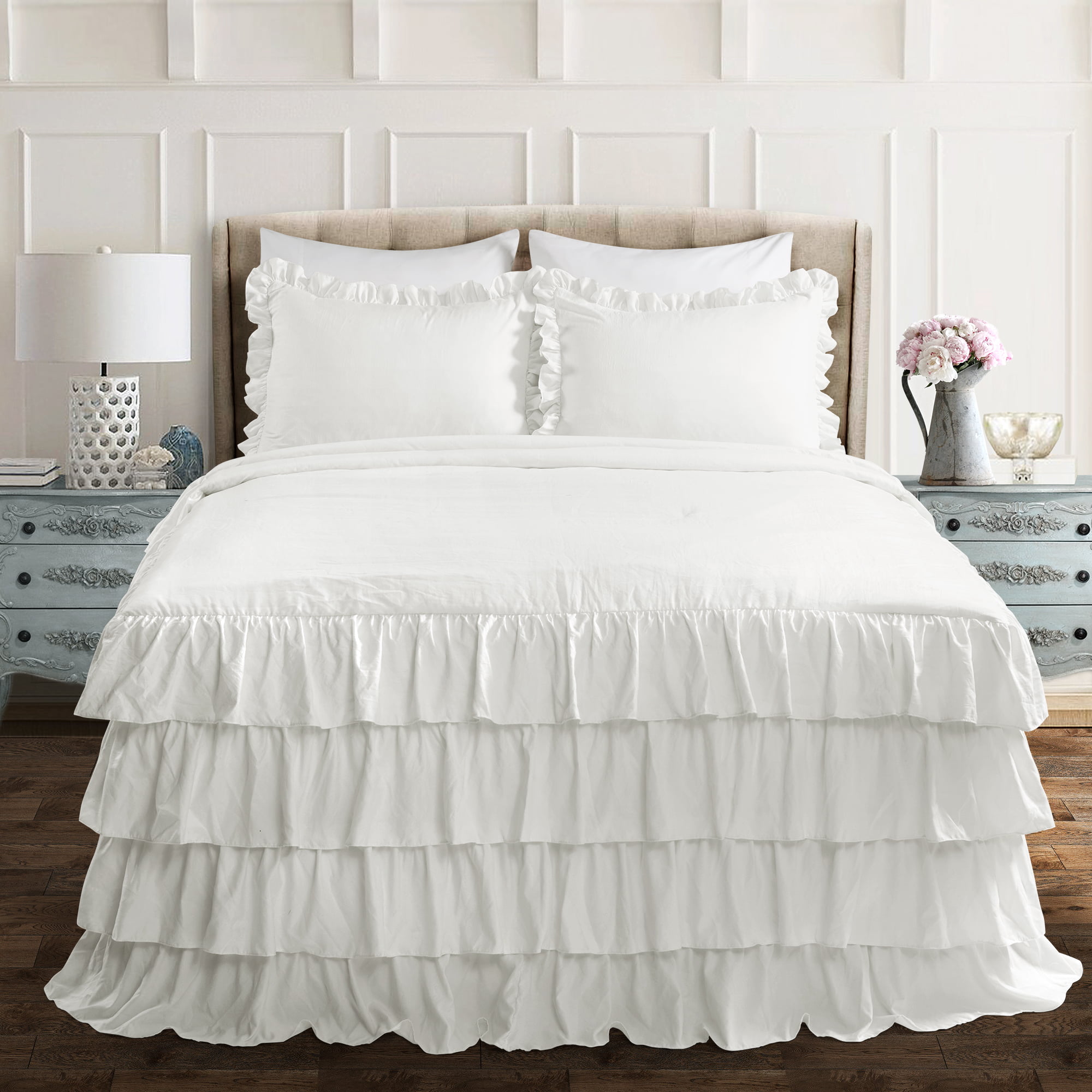 White Details about   HIG 3 Piece ECHO Classic Ruffle Skirt Bedspread Set 30 inches Drop 