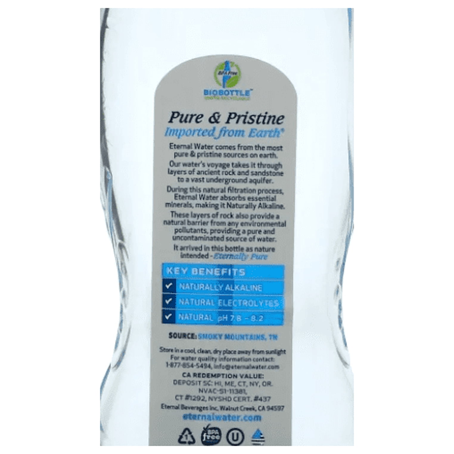 Eternal Naturally Alkaline Spring Water - Case of 12 - 1.5 Liter