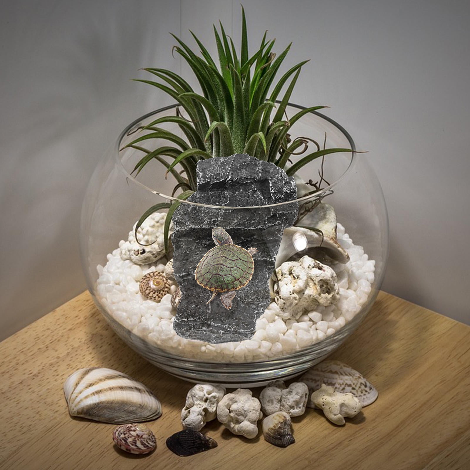 UPOUART Grey Resin Turtle Platform for Aquarium Reptiles Provides Natural Basking Area