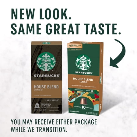 STARBUCKS AT HOME STARBUCKS BY NESPRESSO ORIGINAL LINE, HOUSE BLEND, MEDIUM ROAST NESPRESSO PODS, 10 COUNT