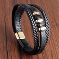 thumbnail image 5 of Wollet Leather Rope Bracelet, Stainless Steel Leather Woven Bracelet, Genuine Leather Multi-layer Jewelry, Men's Valentine's Day Gift for Boyfriend, 5 of 5