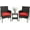 Red, variant on HarmonyStrings 3-Piece Patio Furniture Set | Brown & Red | Outdoor Wicker Furniture with Coffee Table | Modern Rattan Chairs Conversation Set | Outdoor Seating | Weather-Resistant | for Porch