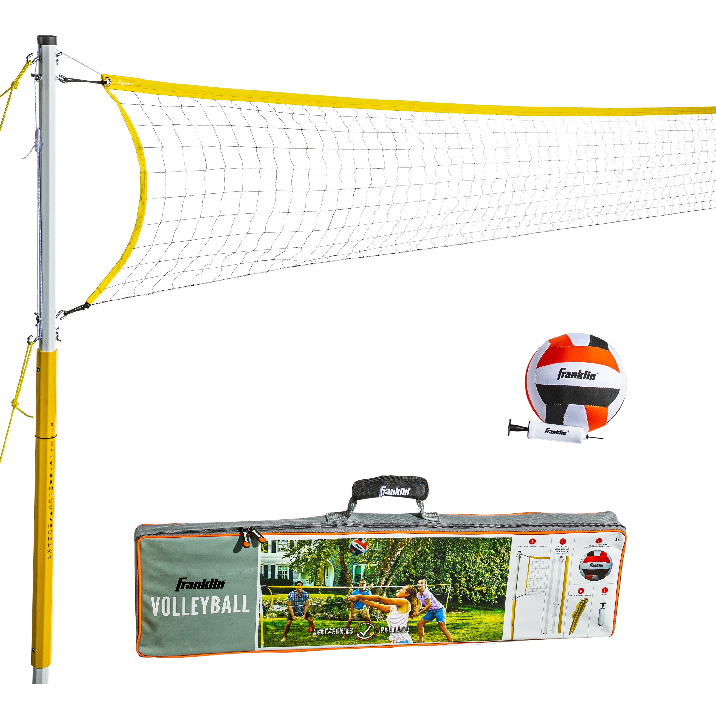Quick Setup Competitive Outdoor Volleyball Set Green Black 