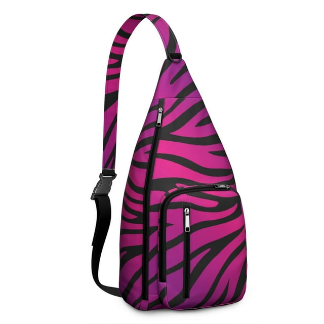 Rainbow Zebra Print Sling Bag - Colorful Abstract Zebra Stripes Crossbody Backpack for Women & Men, Modern Fashion Shoulder Bag (Cute Cartoon Zebra Pattern, Water-Resistant & Lightweight)