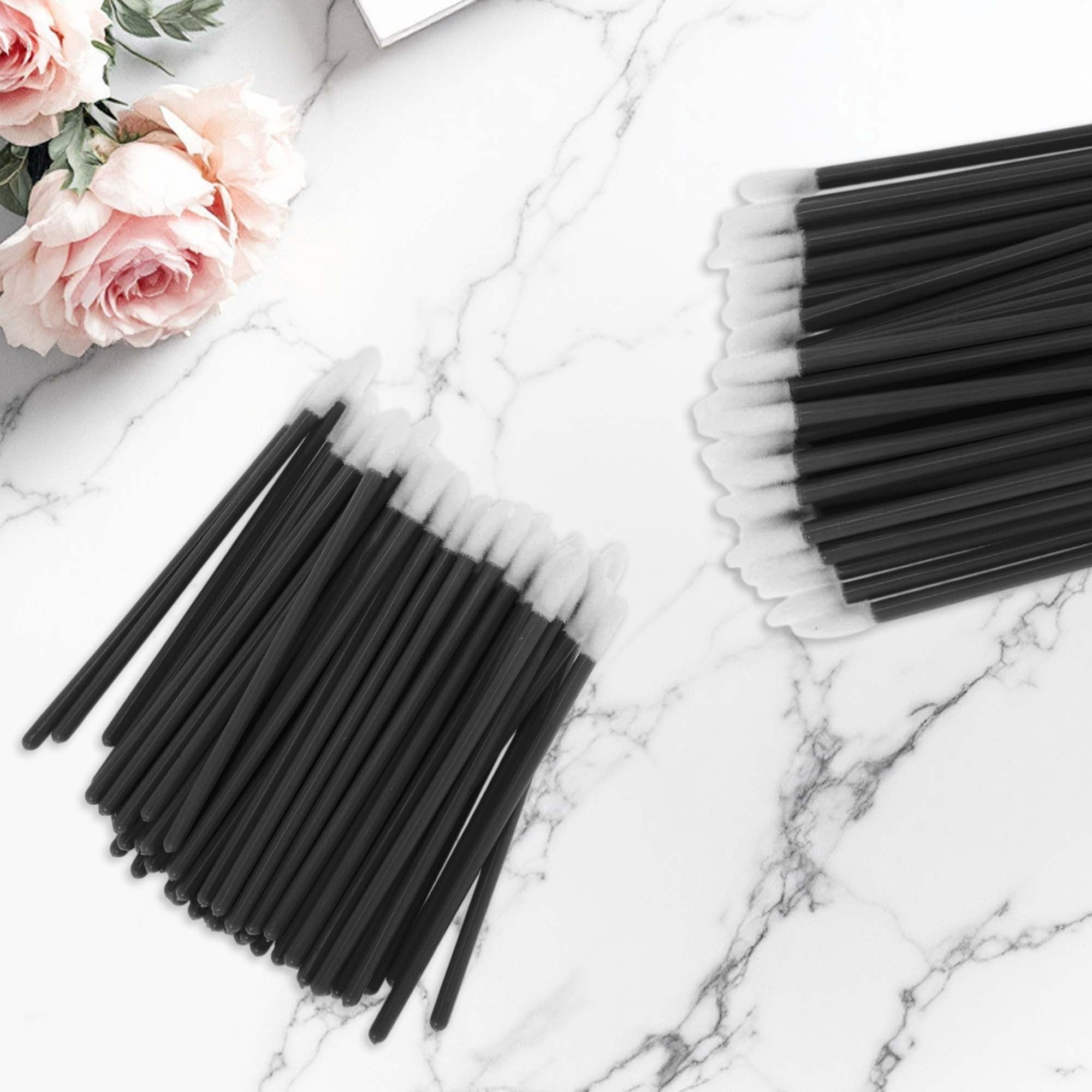 Unique Bargains 50 Pcs Disposable Solid Rod Lip Brush for Daily Makeup Application Black