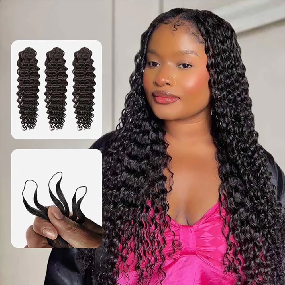 Ustar 100% Human Hair Crochet Extensions - Water Wave Boho Braiding Hair (50g/Pack)