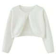 thumbnail image 6 of GYRATEDREAM Girls' Knitted Bolero Cardigan Sweater Kids Long Sleeve Button Closure Cropped Knitwear Cover Up for 2-3Y White, 6 of 9