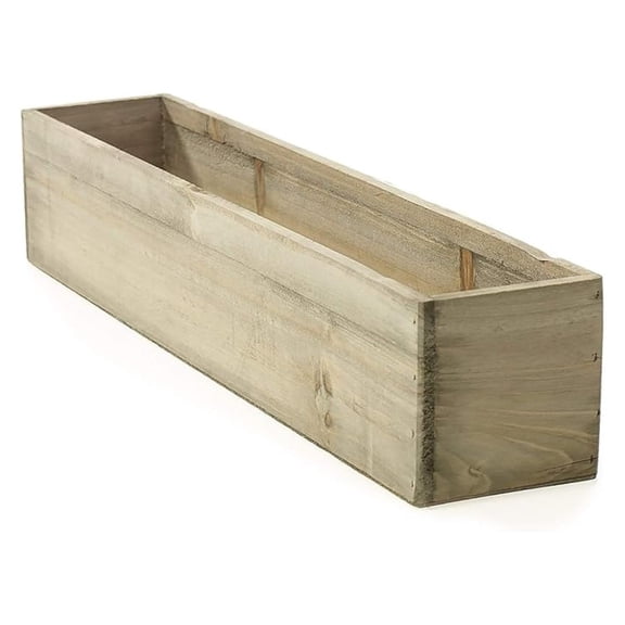 20" Rectangular Rustic Wood Planter with Plastic Liner