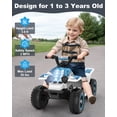 thumbnail image 3 of TOKTOO 6V 7Ah Powered Ride on ATV Toys, Electric Kids Car, 4 Wheeler Ride on Car w/ Music Player, Toddler Car for Boys Girls Aged 1-3 Years, Blue White, 3 of 8