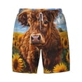 thumbnail image 4 of Lsque Mens Swim Trunks Cloud Sky Sunflower Cow Pattern - Bathing Suit Compression Liner - Beach Swim Shorts Swimwear - (S-3XL) - Stretch Quick Dry -Small, 4 of 9
