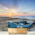 thumbnail image 3 of wall26 - Turquoise Blue Fishing Boat at Sunrise on Bournemouth Beach with Pier in Far Distance - Removable Wall Mural | Self-Adhesive Large Wallpaper - 100x144 inches, 3 of 6