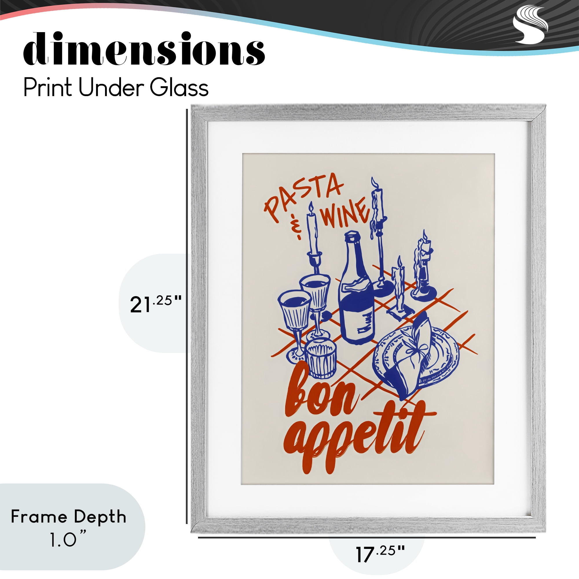 Stupell Industries Pasta & Wine Bon Appetit Gray Framed Print Under Glass, design by The Prints Vibe