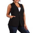 thumbnail image 3 of eVogues Plus Size V-Neck Vest Black, 3 of 7