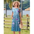 thumbnail image 6 of Zeagoo Short Sleeve Dress for Women Boho Beach Dresses Aline Midi Sundress with Pocket Casual Loose Shift Dress Summer Floral Tshirt Dress, 6 of 6