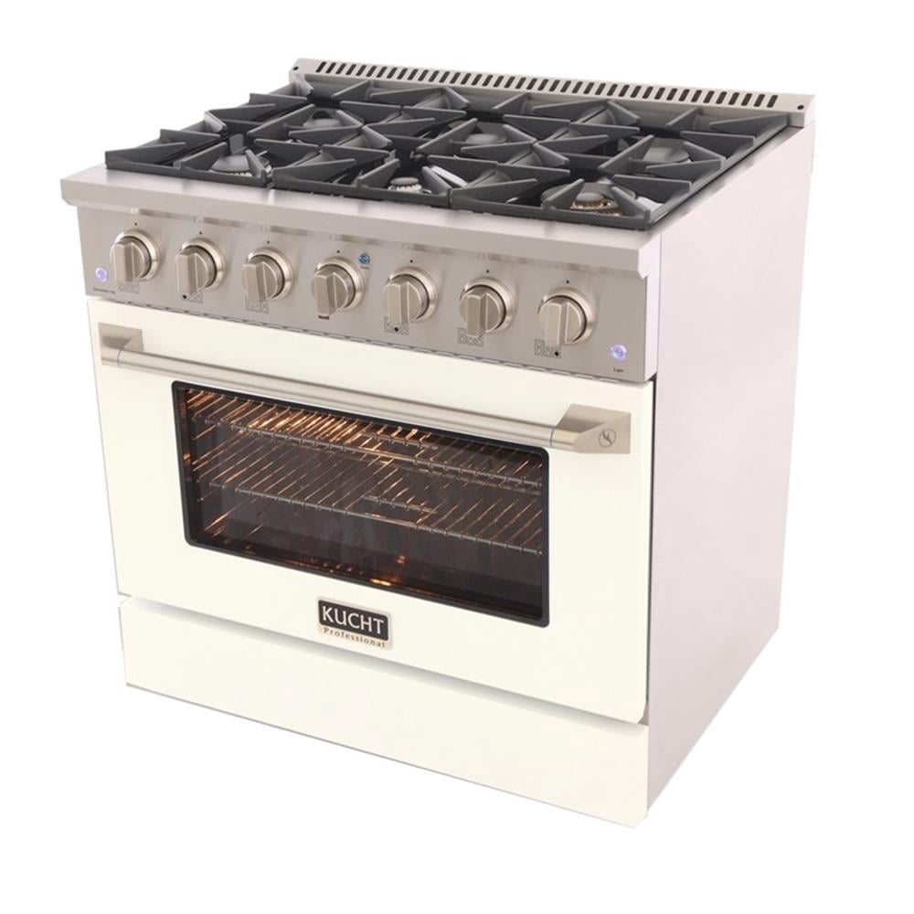 Pemberly Row 36" 5.2 cu. ft Dual Fuel Range Propane Gas Sealed Burners in White