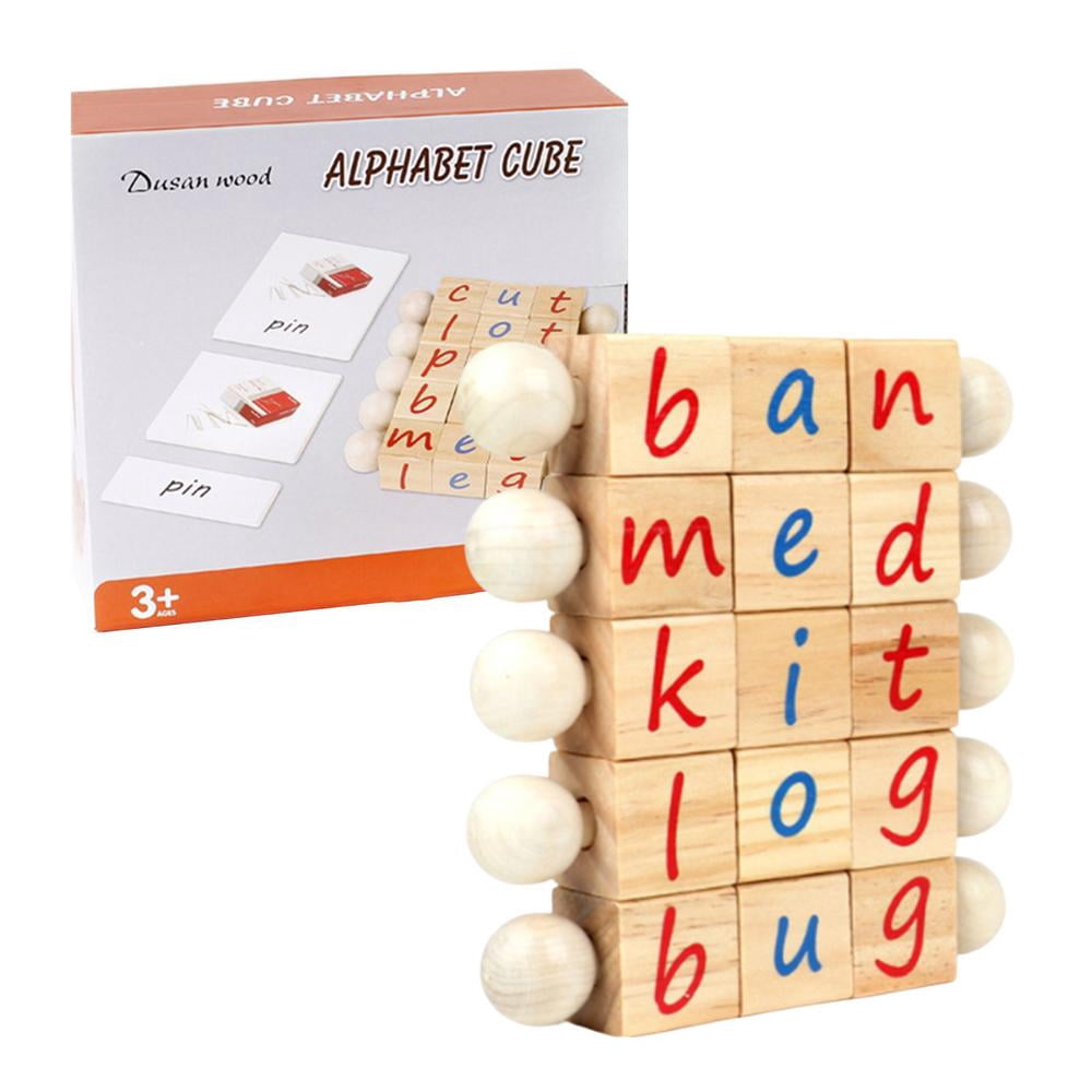 Careslong ABC Wooden Blocks for Kids - Spinning Alphabet Blocks with 42  Study Cards, Natural Spelling Aids Montessori Educational Toy for Boys  Girls - Walmart.com