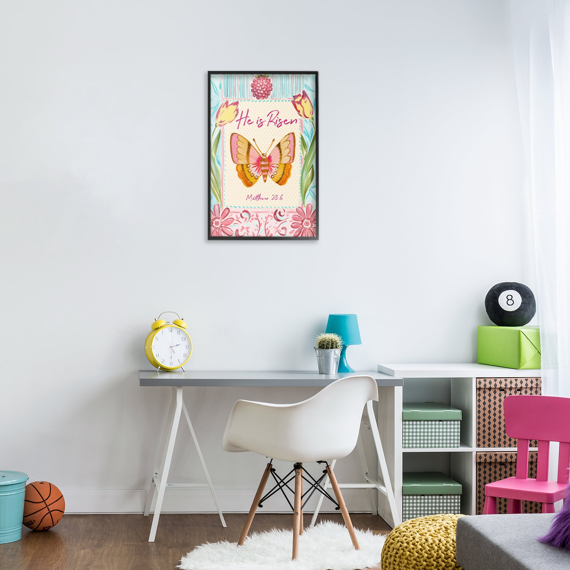 Stupell Industries He Is Risen with Butterfly Black Framed Giclee Art, design by Ani Del Sol