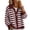 Red, variant on Women's Striped Knit Cardigan Sweater Jacket - Casual Collared Button Front Long Sleeve Ribbed Cuff Outerwear for Fall Winter Layering Dark Blue L