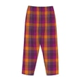 thumbnail image 5 of Goofa Orange and Purple Plaid Printed Soft Pajama Pants for Women, Wide Leg Comfy Casual Lounge Yoga Pants-, 5 of 9