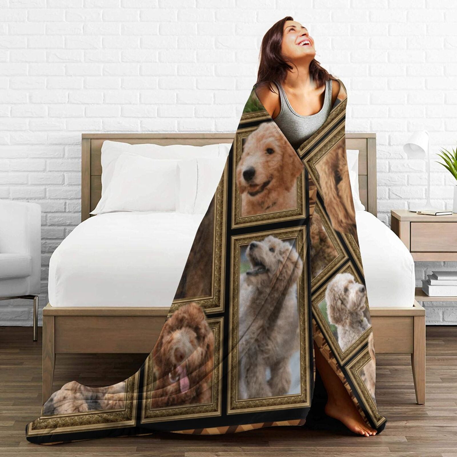 Wijzvio Abradoodle Dog Throw Blanket Soft Fuzzy Fleece Blanket For Couch Bed Living Room Decoration 50"X40"