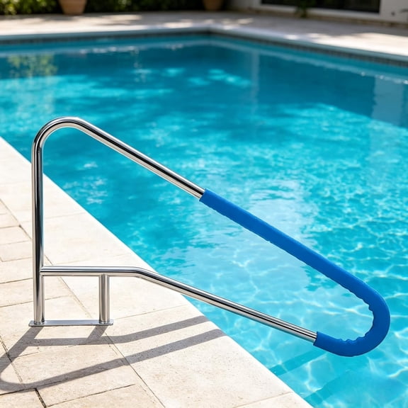 YUSAZENS 55"x32" 304 Stainless Steel Pool Handrail 385LBS Load Capacity, Safety Pool Railing with Non-Slip Grip Cover for Inground Pools