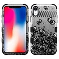 thumbnail image 2 of Kaleidio Case For Apple iPhone XR (6.1") [TUFF Armor] Impact Protective Hybrid [Shockproof] 3-Piece Dual Layer Rubber Cover w/ Overbrawn Prying Tool [Silver Lace Flowers], 2 of 6