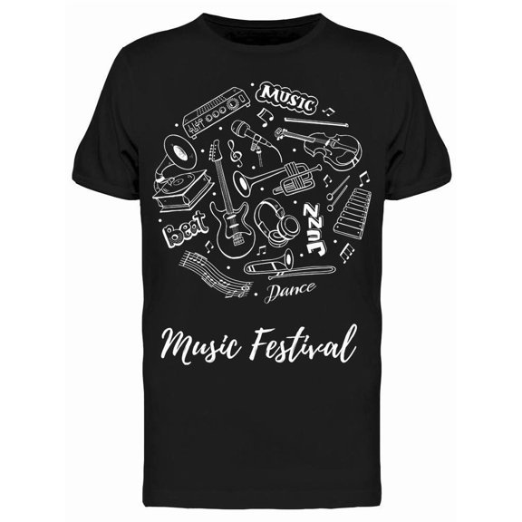 Music Festival Sketch Doodles T-Shirt Men -Image by Shutterstock, Male 3X-Large