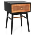 thumbnail image 1 of Costway Table de Chevet Moderne Table d'Appoint de Chevet avec Tiroir de Rangement et Pieds en Bois Massif Noir, 1 of 9