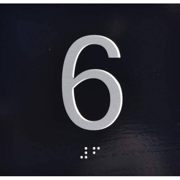 6TH Floor Elevator Jamb Plate Sign with Braille and Raised Number-Elevator Floor Number Sign(Black)