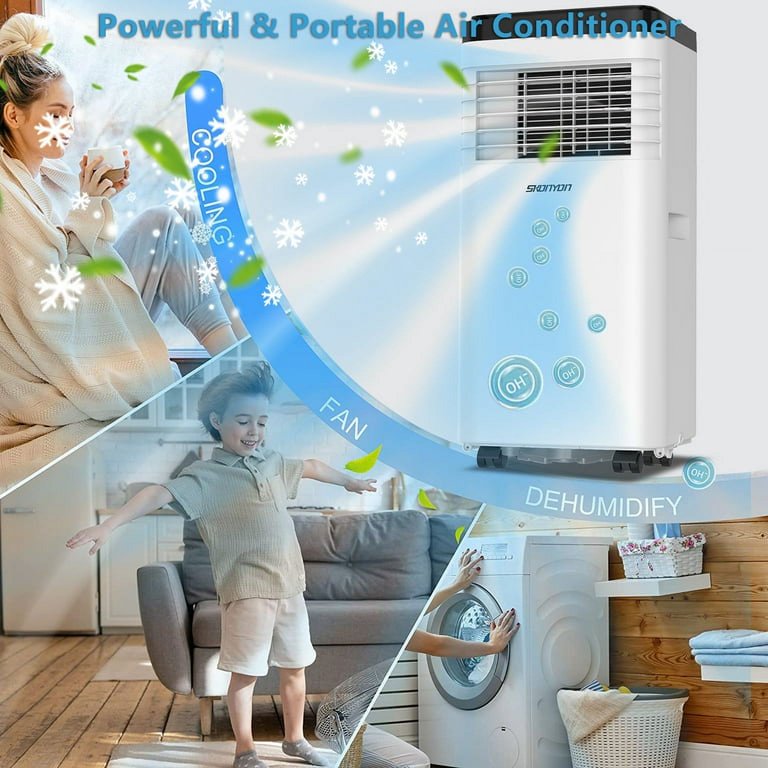  COSTWAY Portable Air Conditioner, 8000 BTU AC Unit with  Built-in Dehumidifier, Fan Mode, Sleep Mode, 24H Timer, Remote Control,  Window Installation Kit & Remote Control, Cools up to 250 Sq. Ft 