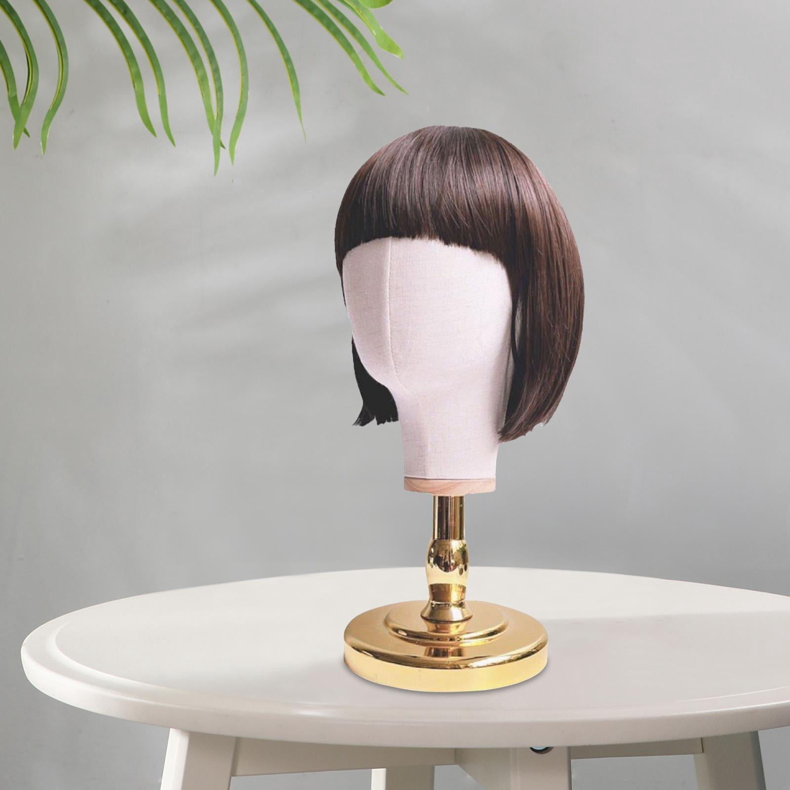 Gazechimp Canvas Block Head Desktop with PVC Base Mannequin Head for Hat Jewelries Gold